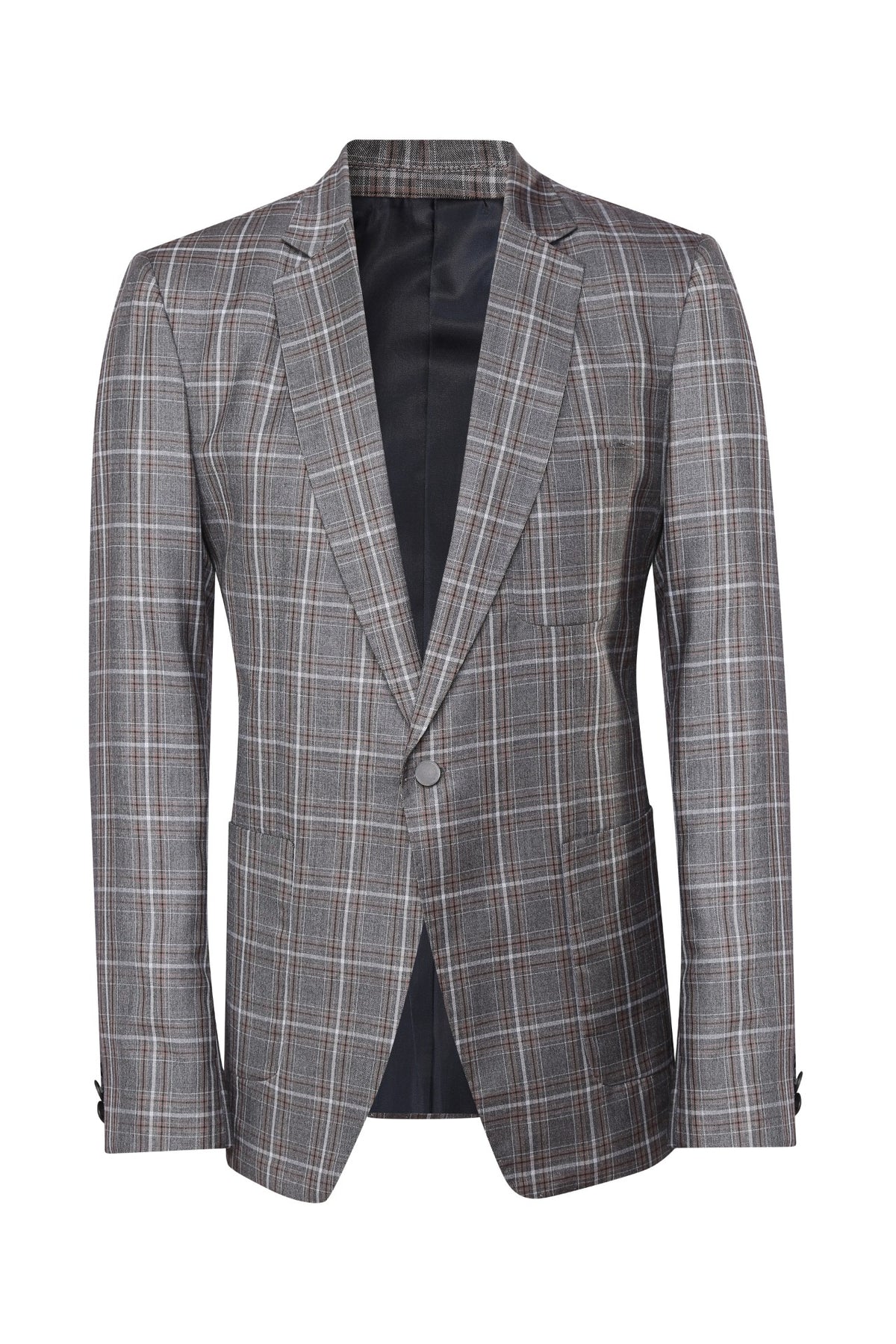 Grey check tuxedo in terry wool