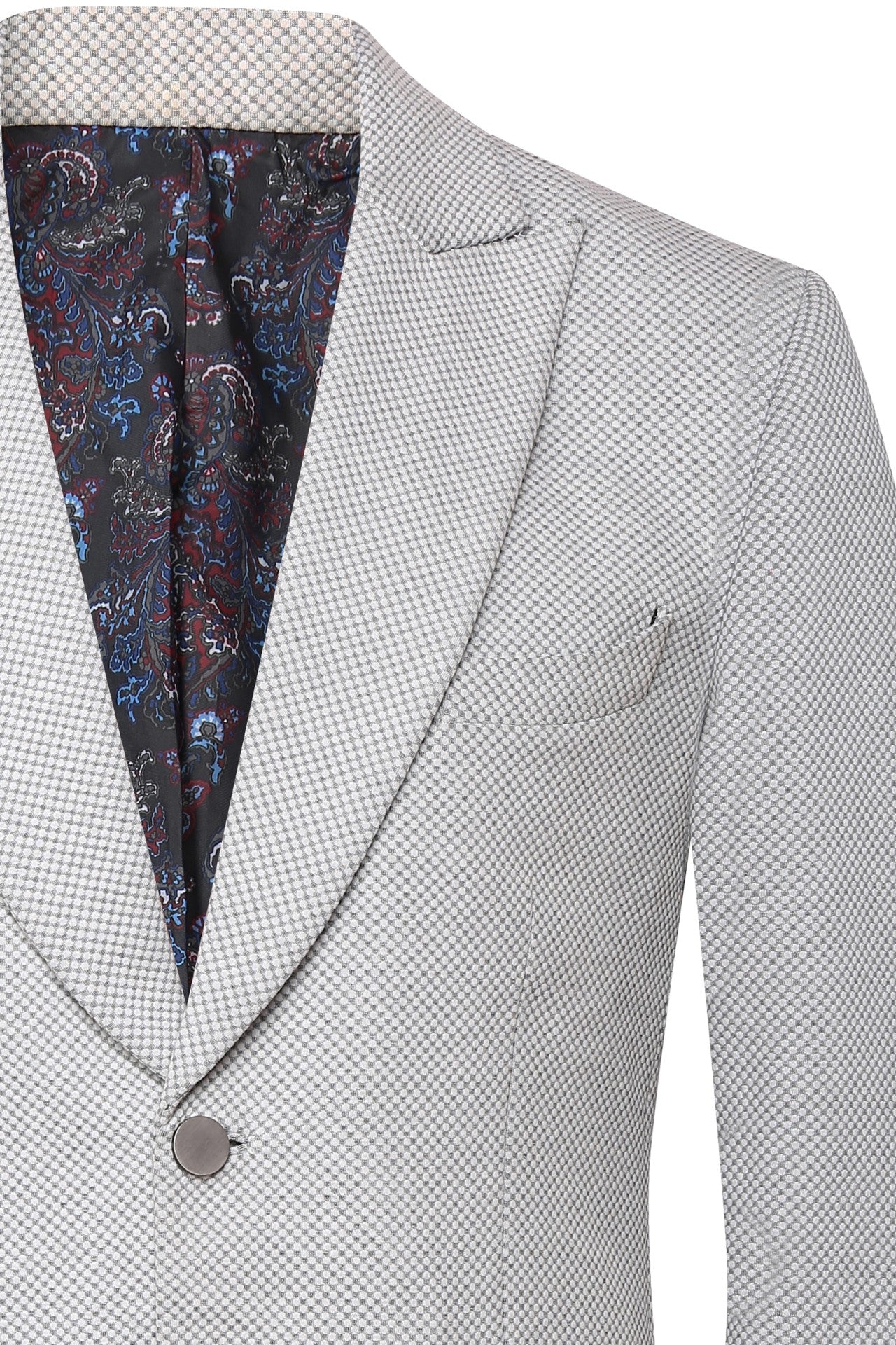 Light grey wing collar jacket in hosiery
