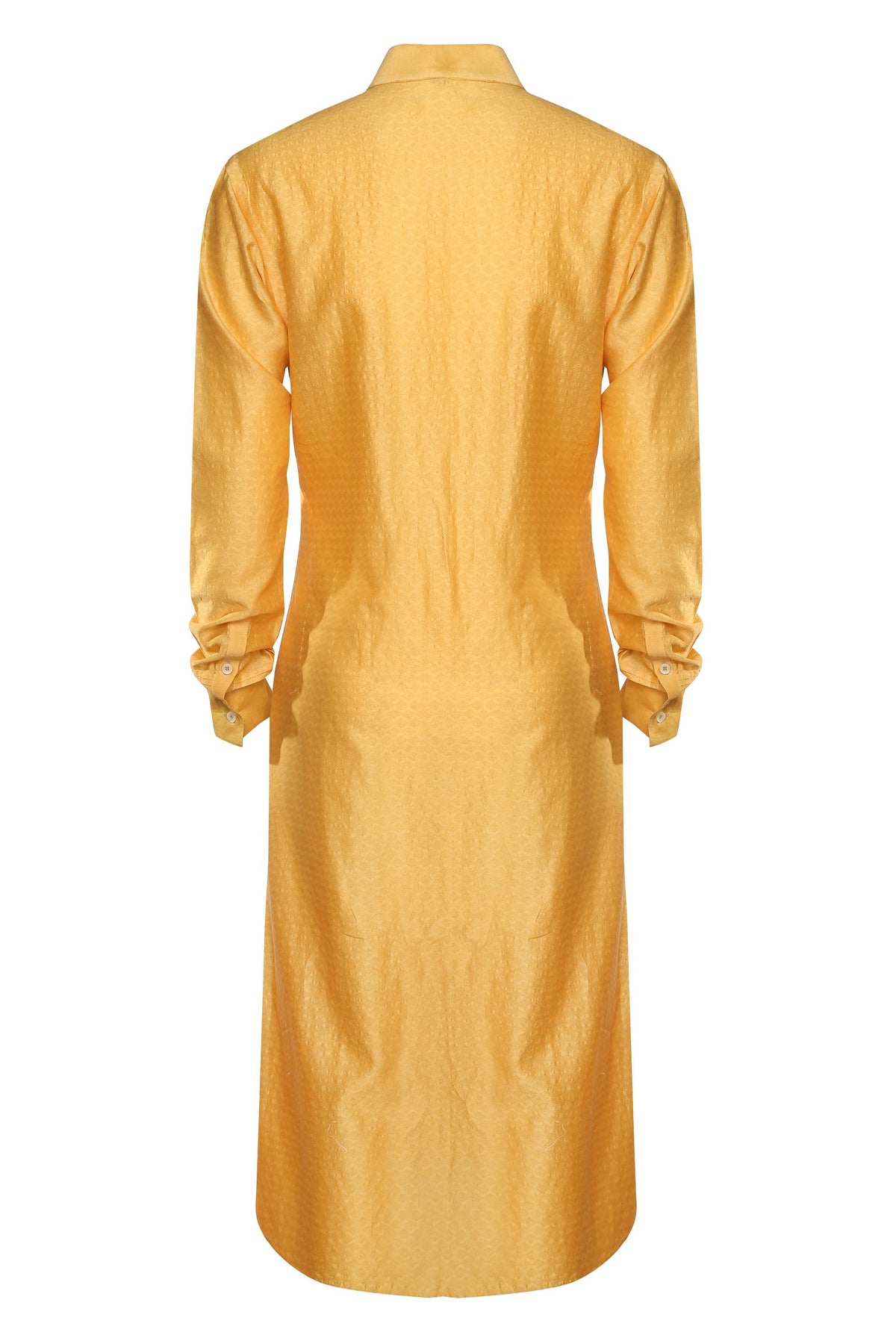 BRIGHT MUSTARD COLORED COTTON KURTA WITH INTRICATE TAILORING DETAILS
