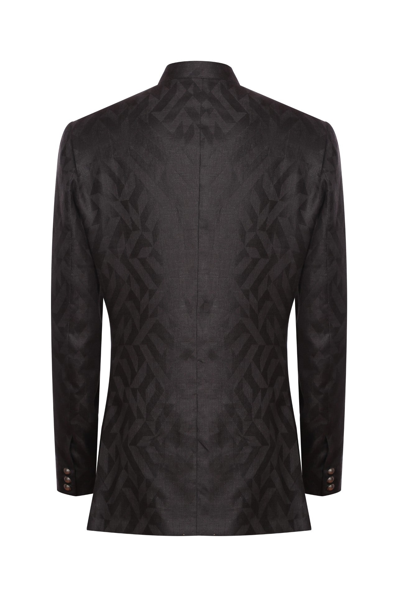 Black pure linen jacquard bandhgala