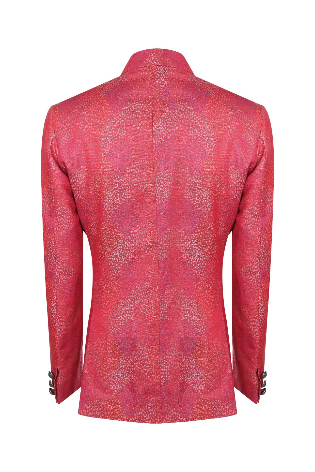 RED PURE LINEN MUTLI-COLOR JACQUARD BANDHGALA