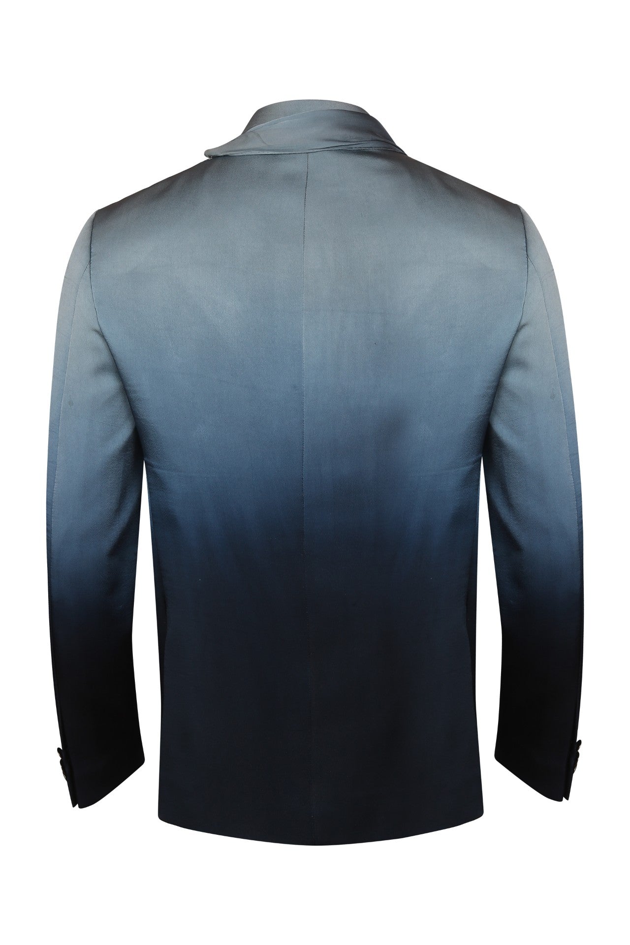Blue monochromatic ombré bandhgala in satin silk