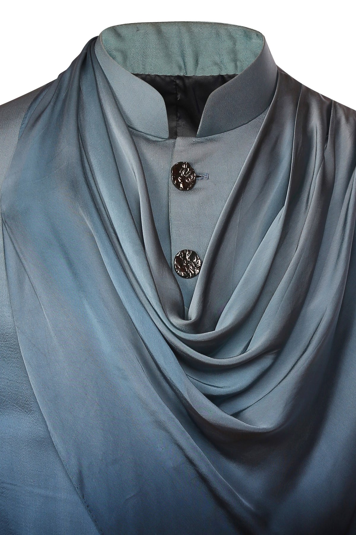 Blue monochromatic ombré bandhgala in satin silk