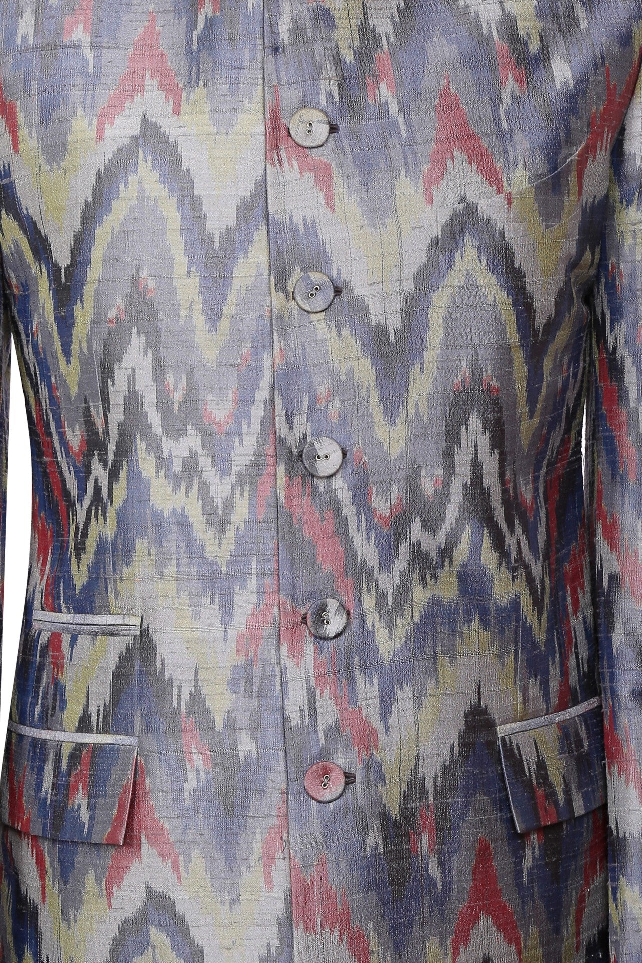Multicolor handwoven ikat classic bandhgala