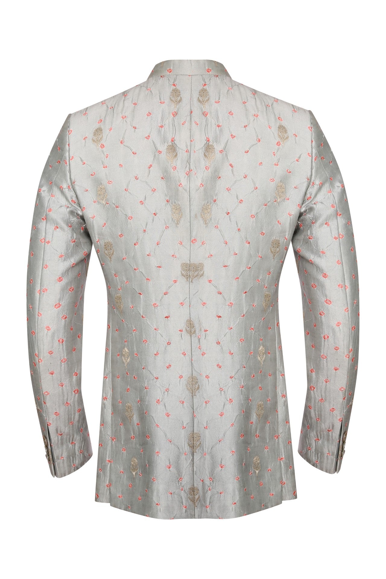 Grey Bandhani on Brocade Silk Classic Bandhgala