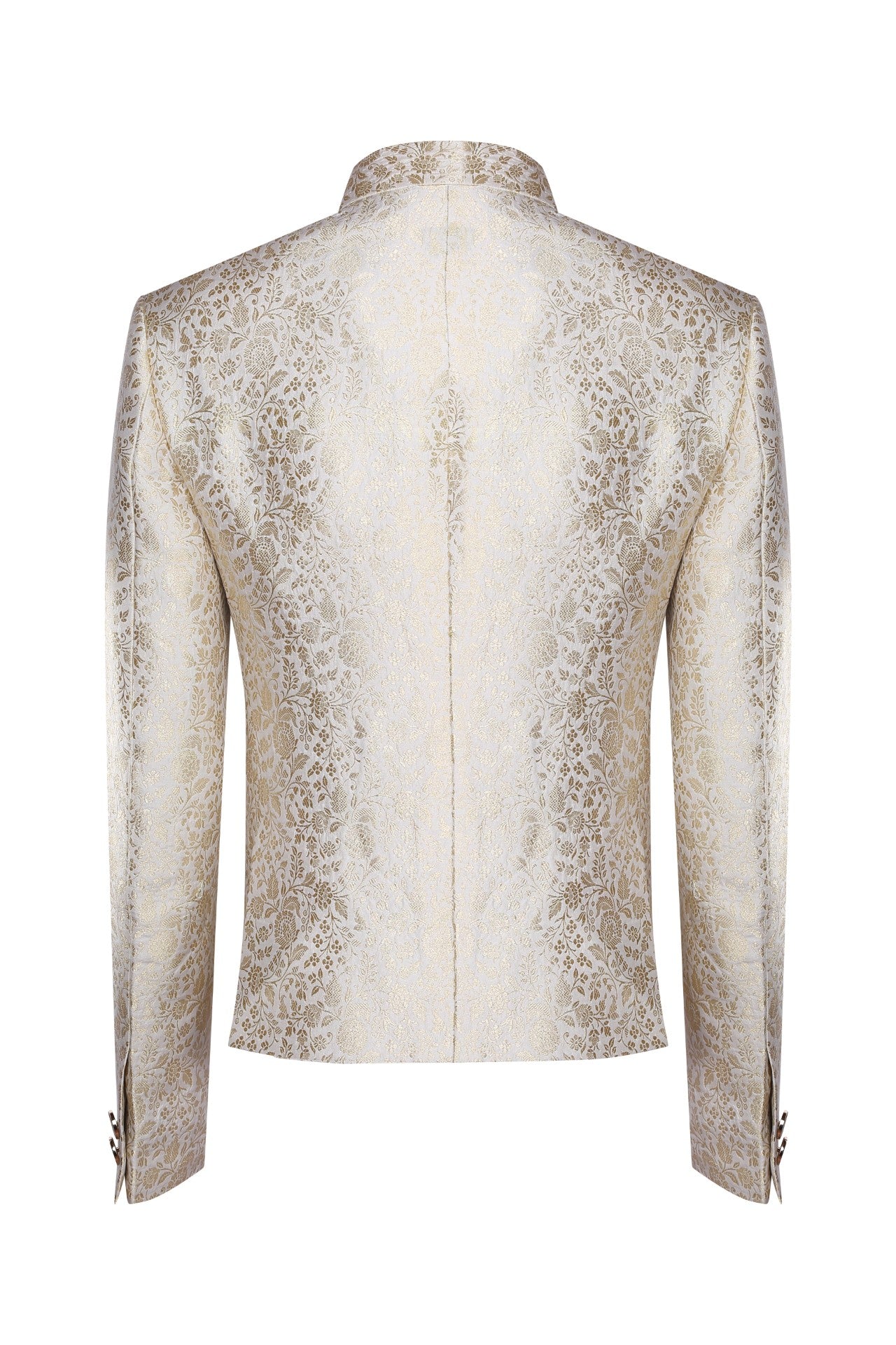 Gold hand woven bandhgala in brocade silk