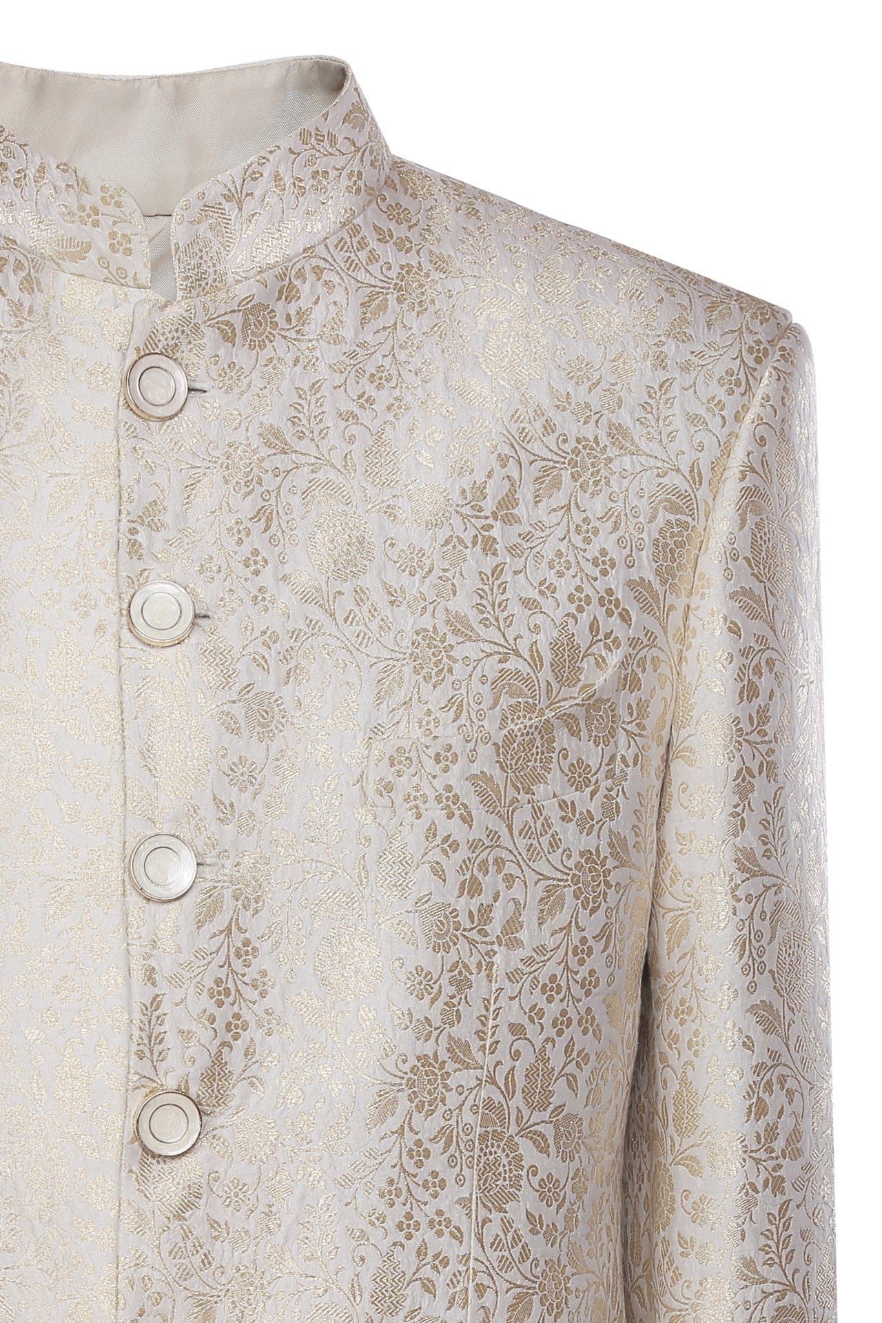Gold hand woven bandhgala in brocade silk