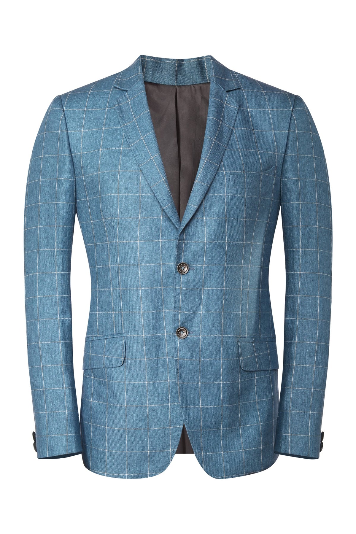 Tranquil blue checkered linen jacket