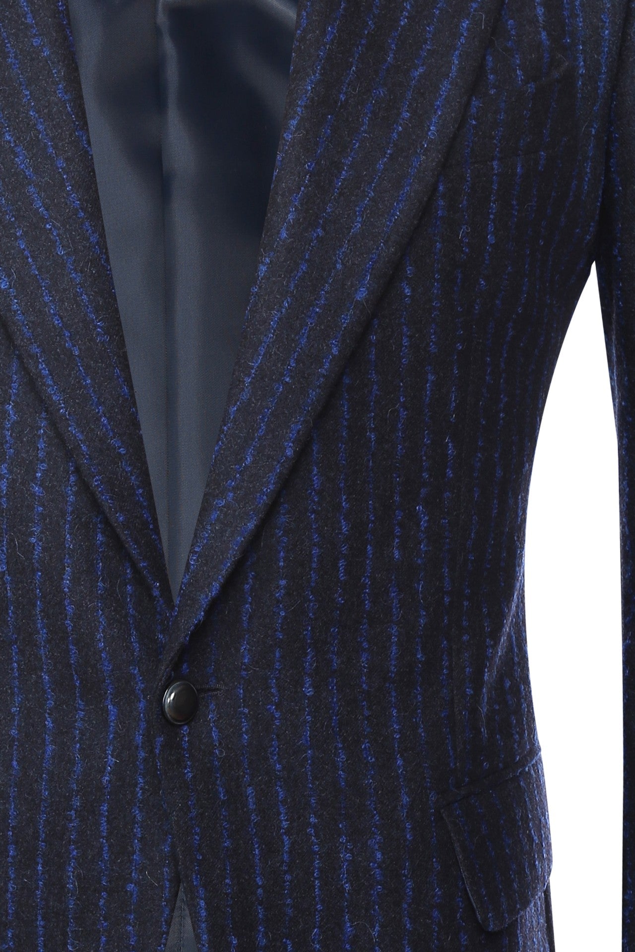 Navy blue single button wool jacket