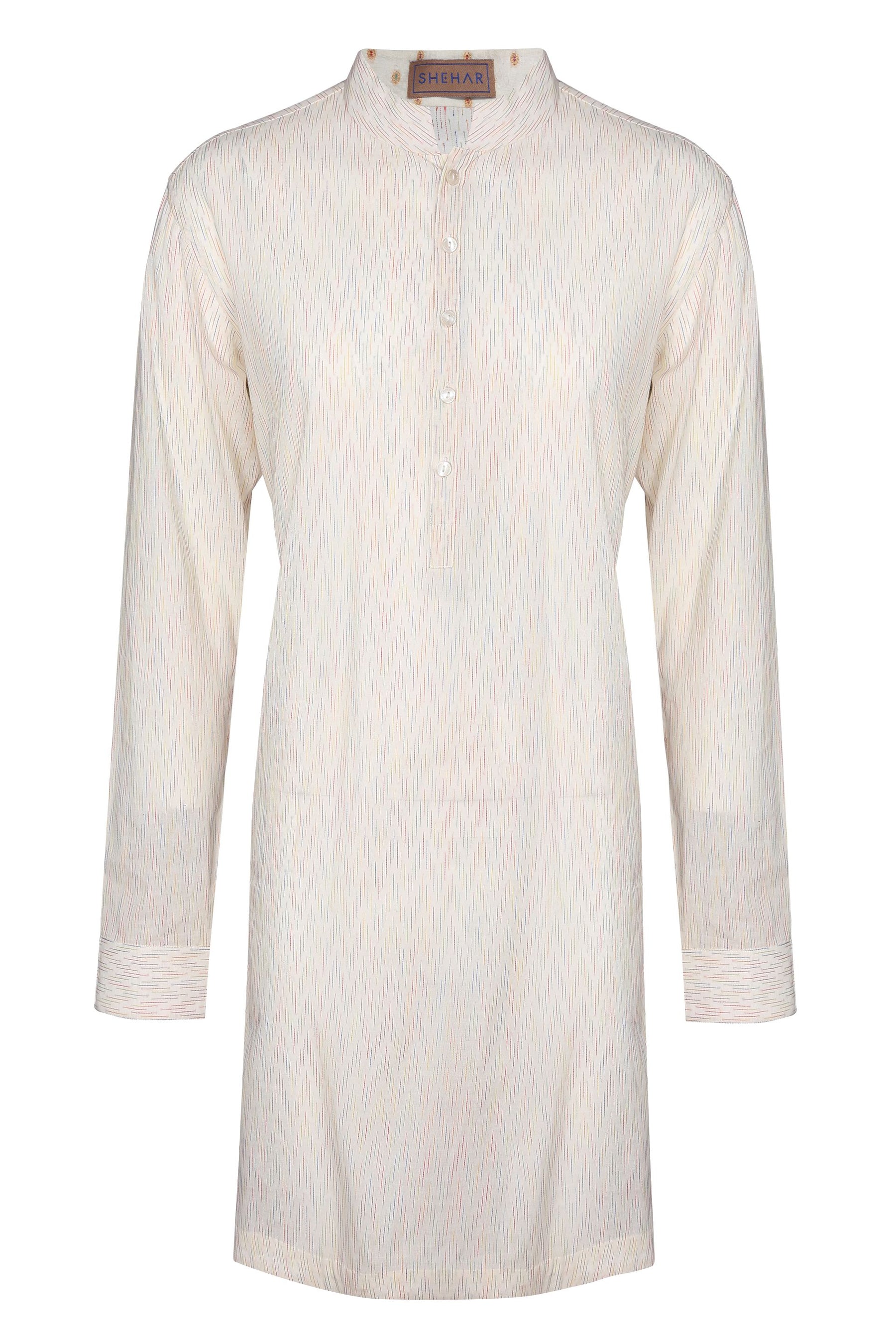 COTTON MULTICOLOR SLUB WEAVING CLASSIC IVORY KURTA