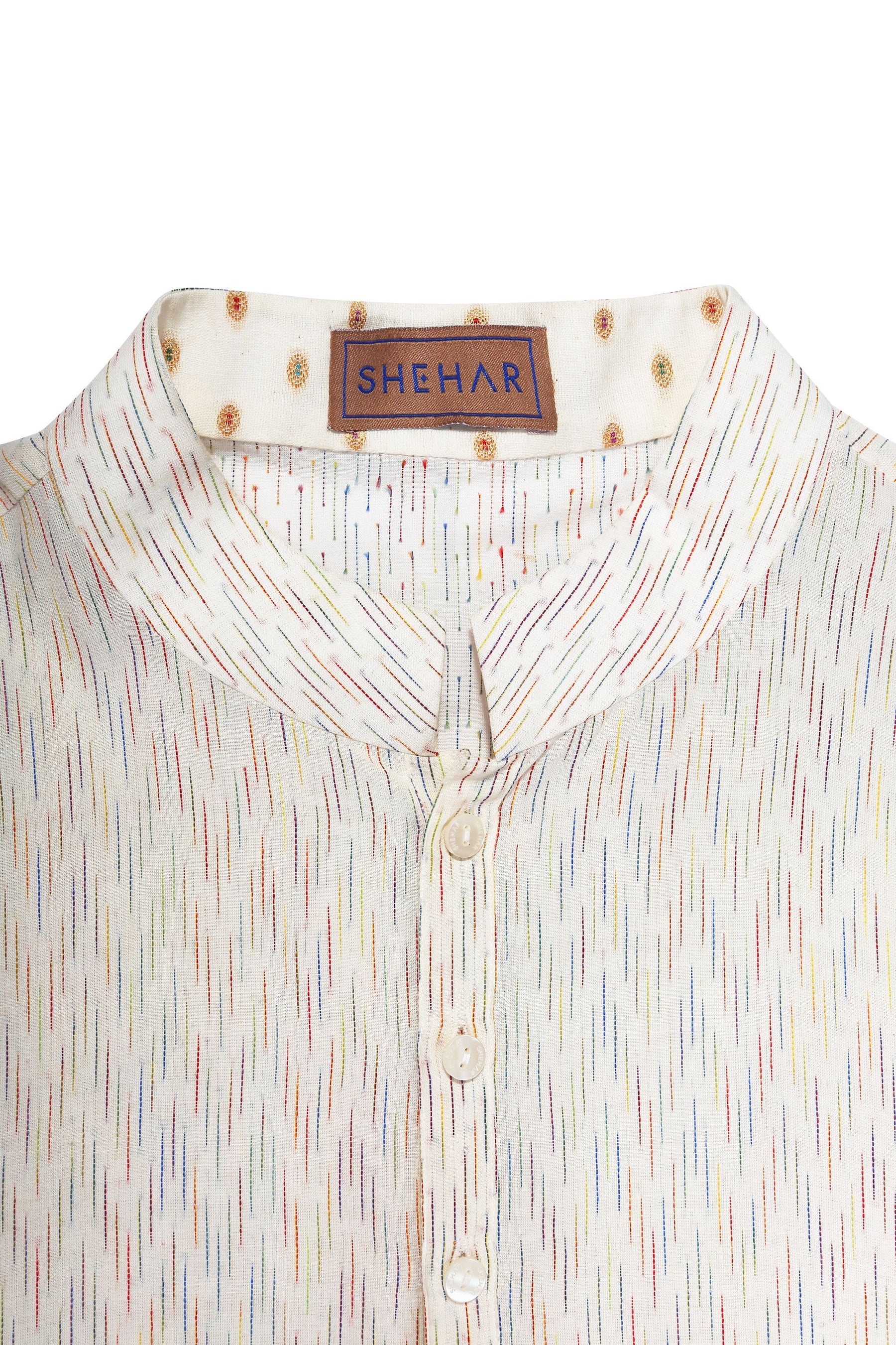 COTTON MULTICOLOR SLUB WEAVING CLASSIC IVORY KURTA