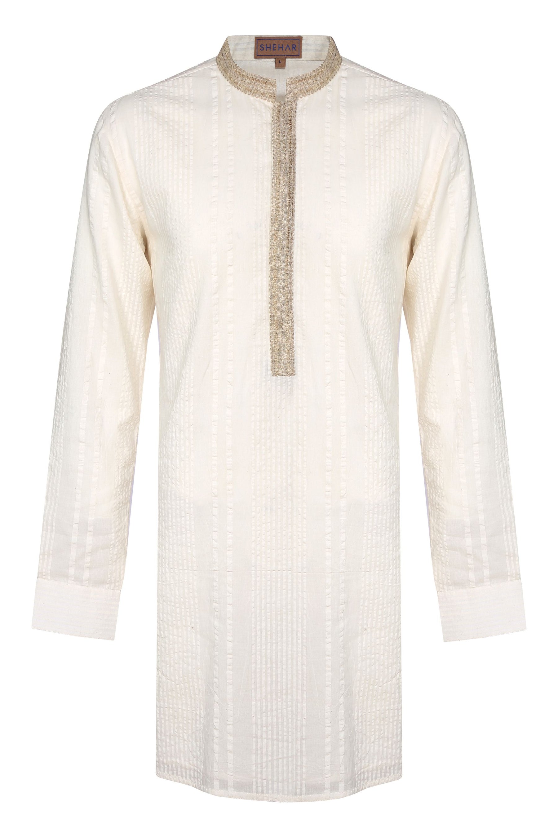 IVORY SHEER SUCKER TEXTURED KURTA