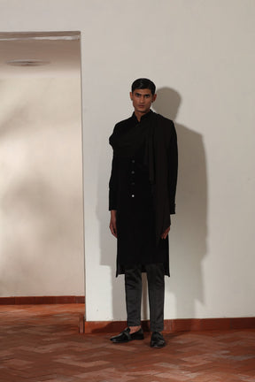 Crepe Wool Draped Indo-Western Set