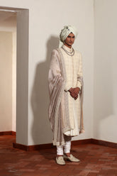 Peach Fully Embroided Sherwani