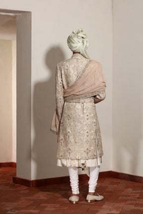 Golden Fully Embroided Floral Sherwani