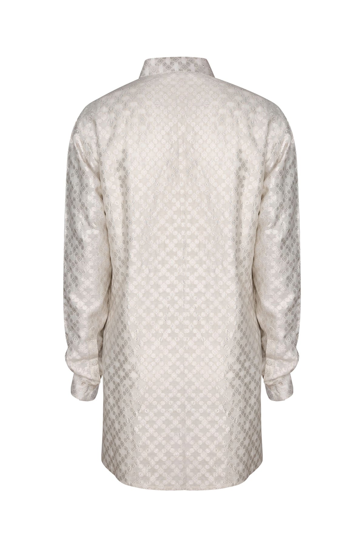 WHITE BANARASI BROCADE SHORT KURTA