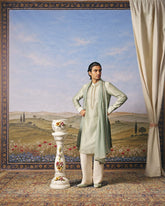 Sage Green Chanderi Embroidered Kurta Set