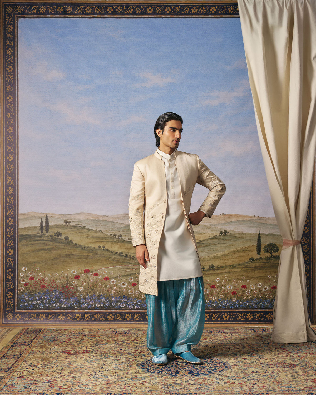 Landscape Embroidered Open Indo-Western