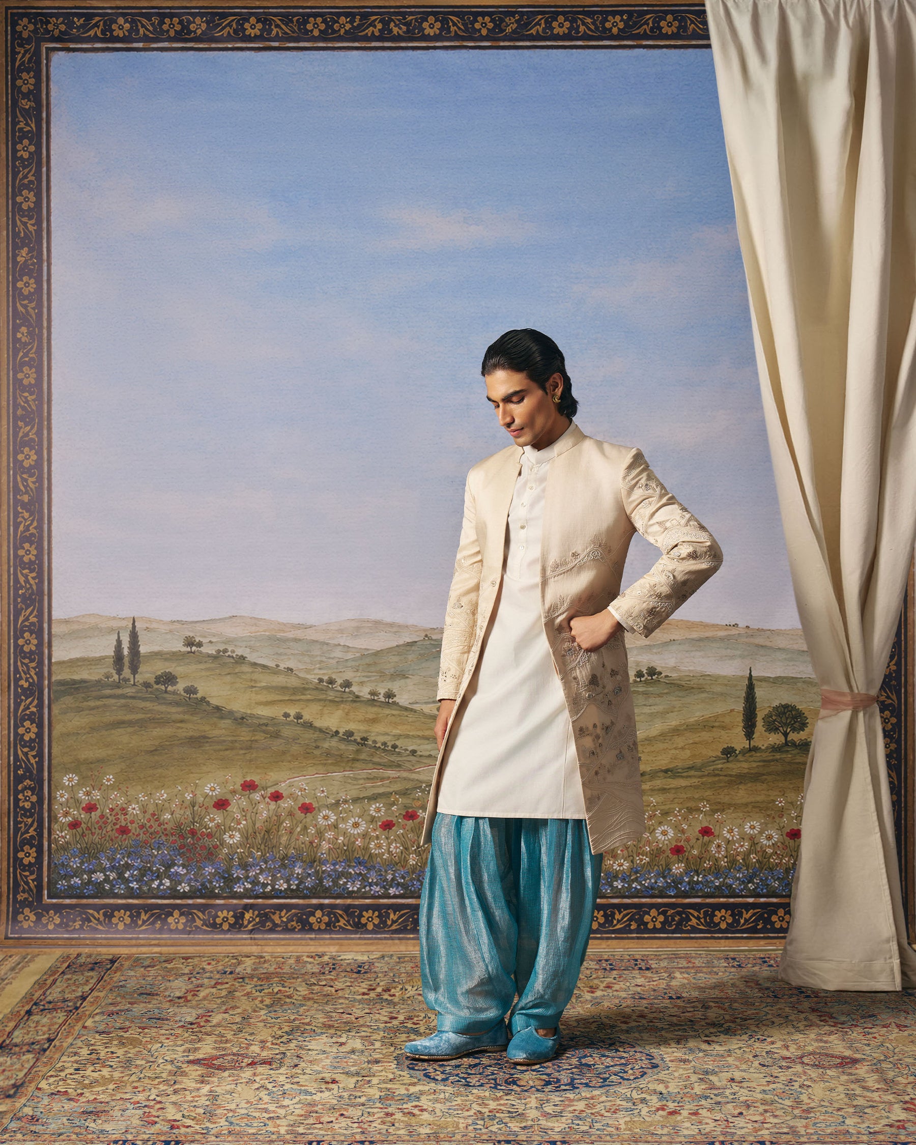 Landscape Embroidered Open Indo-Western