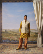 Beige Landscape Embroidered Bundi