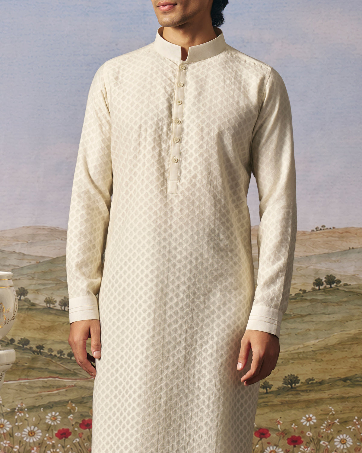 Ivory Cutwork Chanderi Kurta Set