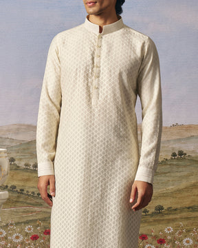 Ivory Cutwork Chanderi Kurta Set
