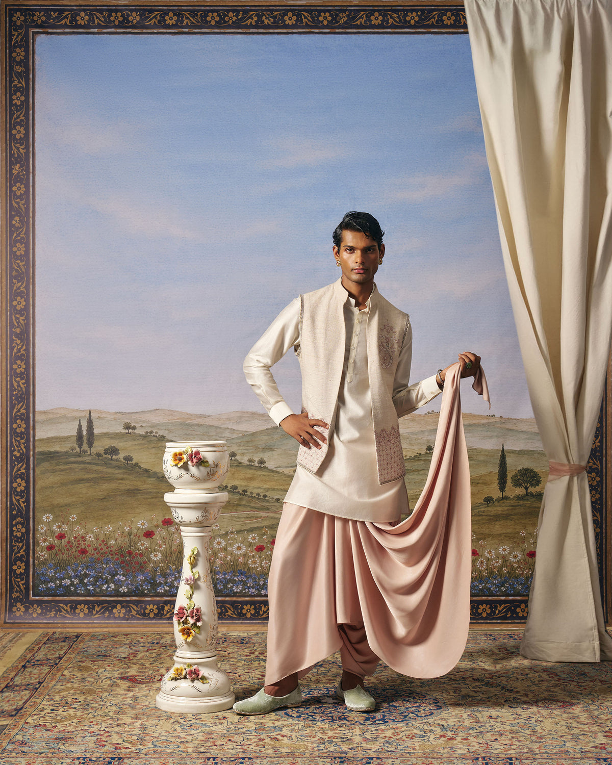 Blush Pink Ombre Jaal Bundi