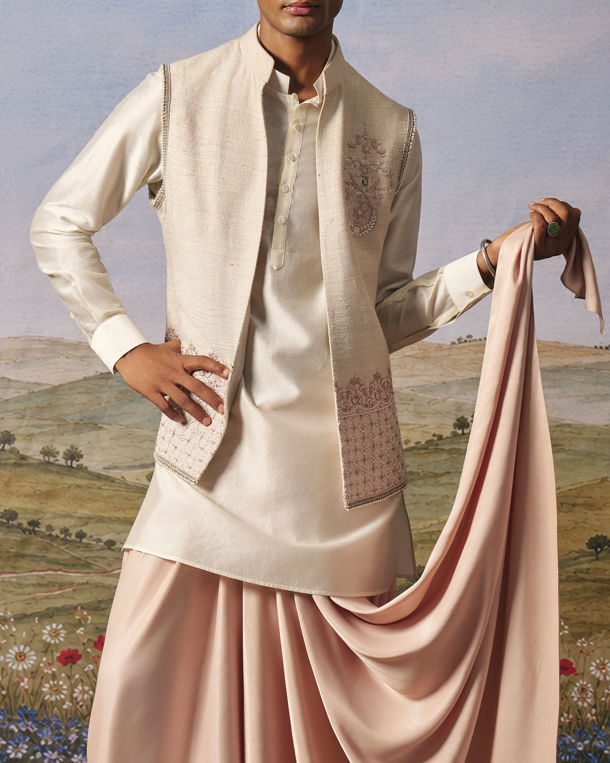 Blush Pink Ombre Jaal Bundi