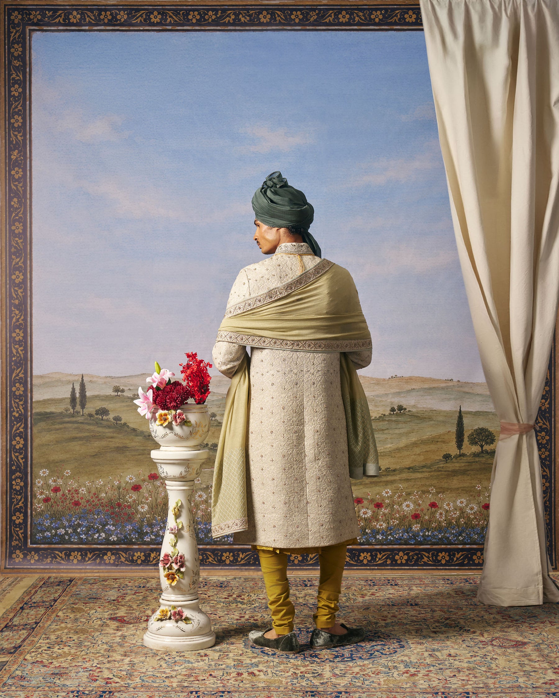 Light Grey Threadwork Sherwani