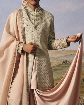Sage Green Corded Sherwani