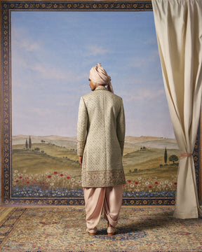 Sage Green Corded Sherwani