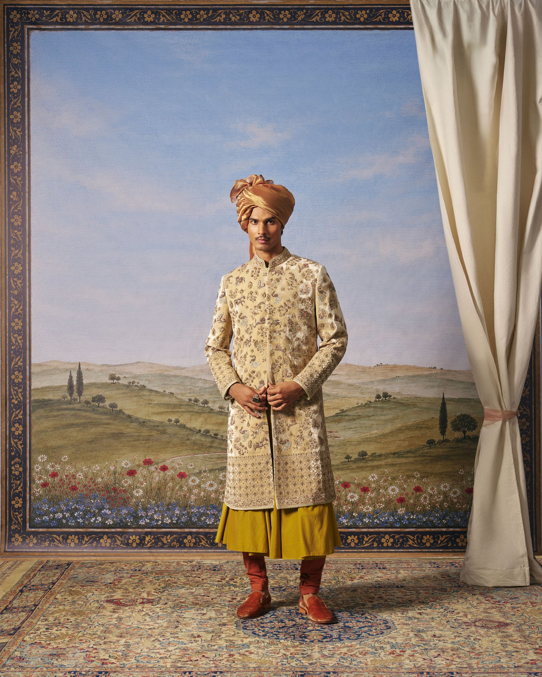 Golden Shikargar Sherwani Set