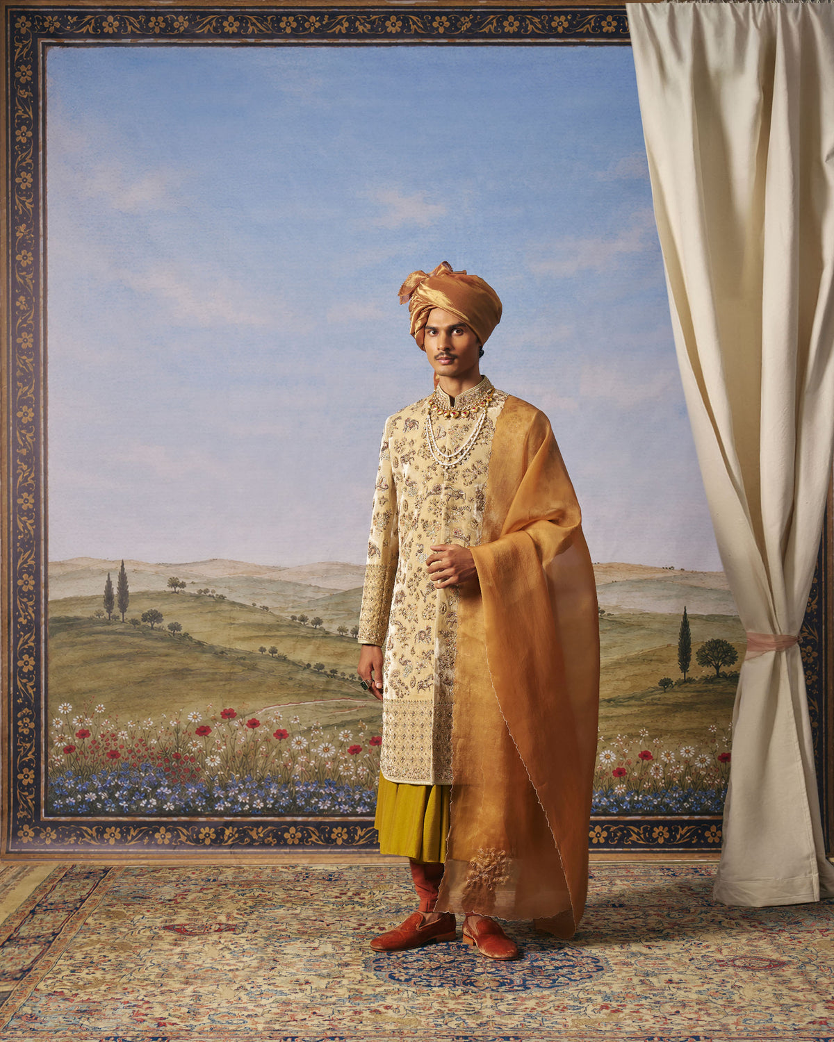 Golden Shikargar Sherwani Set