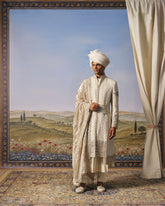 Ivory Chikankari Layered Sherwani Set
