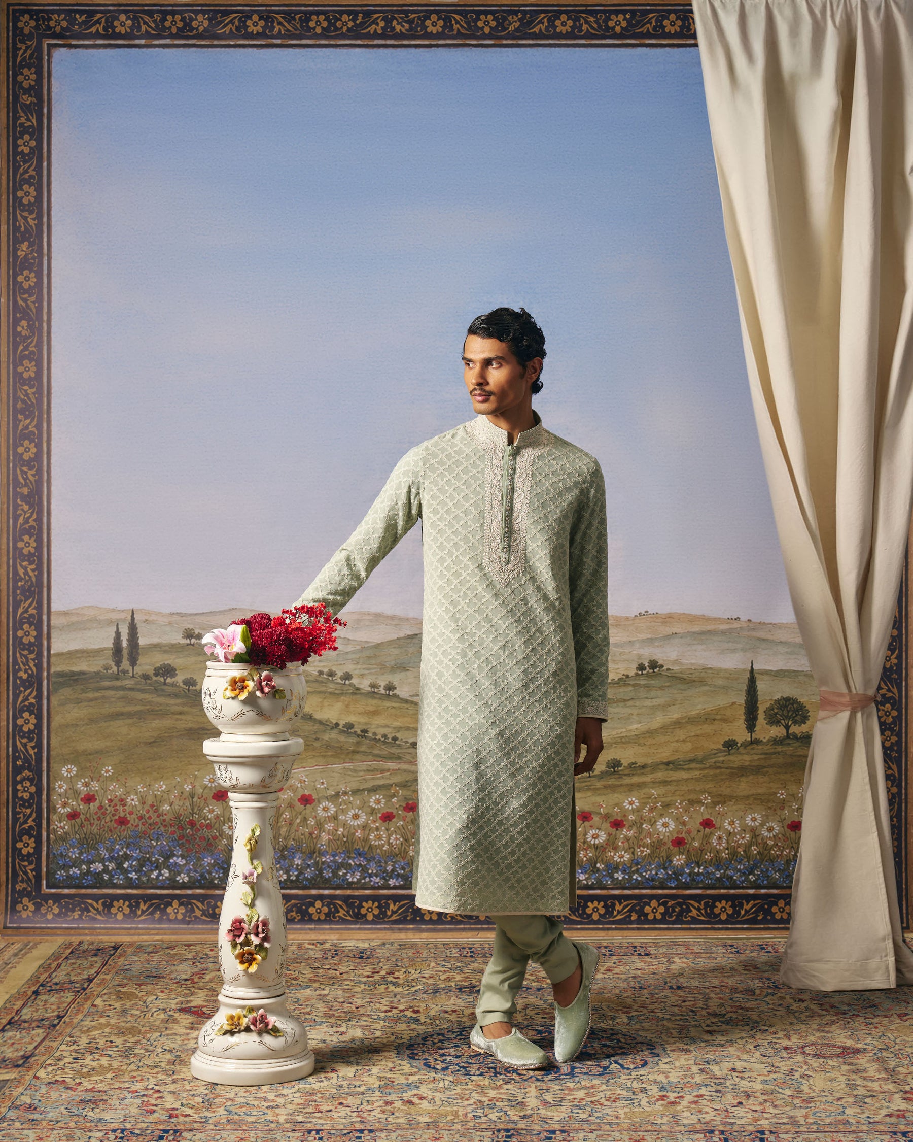 Sage Green Chikankari Embroidered Kurta Set