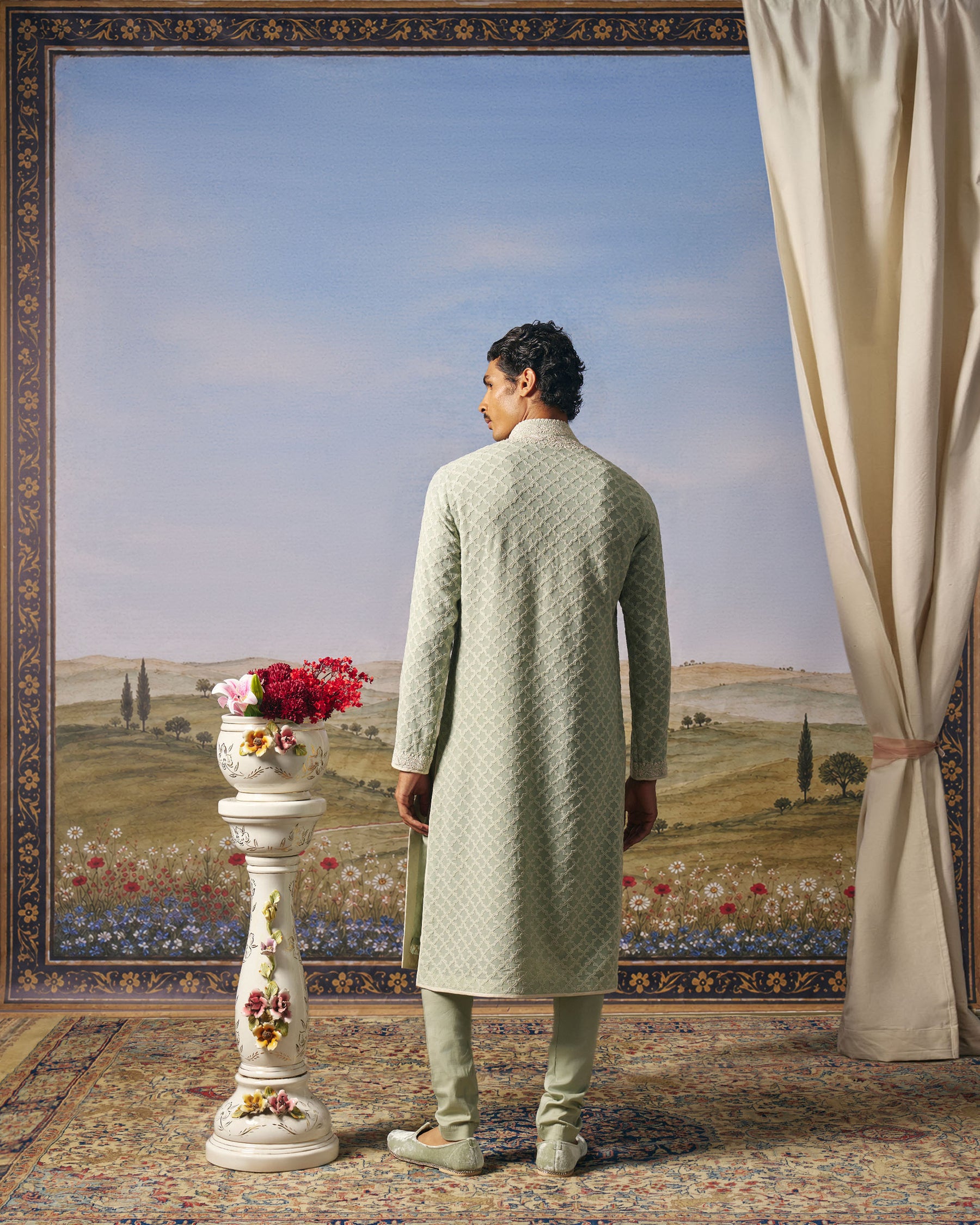 Sage Green Chikankari Embroidered Kurta Set