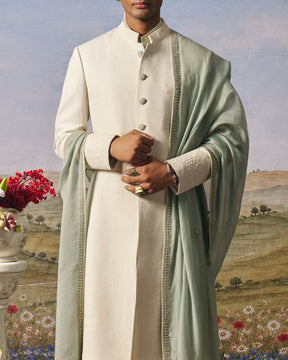 Ivory Corded Sherwani Set