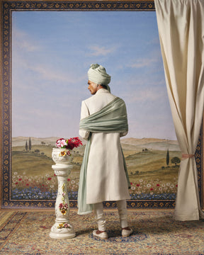 Sage Green Floral Sherwani