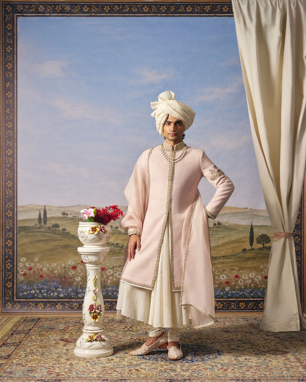 Pink Jewelled Sherwani Set