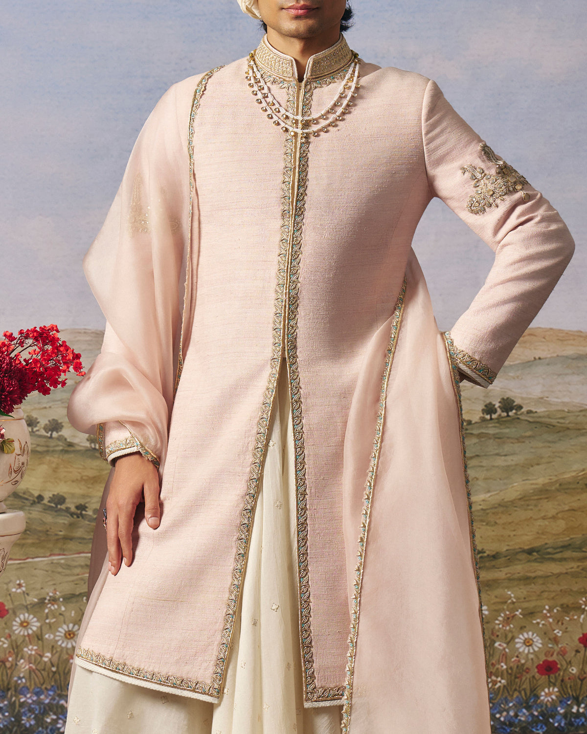 Pink Jewelled Sherwani Set