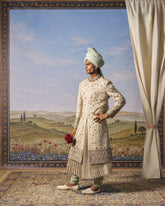 Light Grey Taj Mahal Sherwani Set