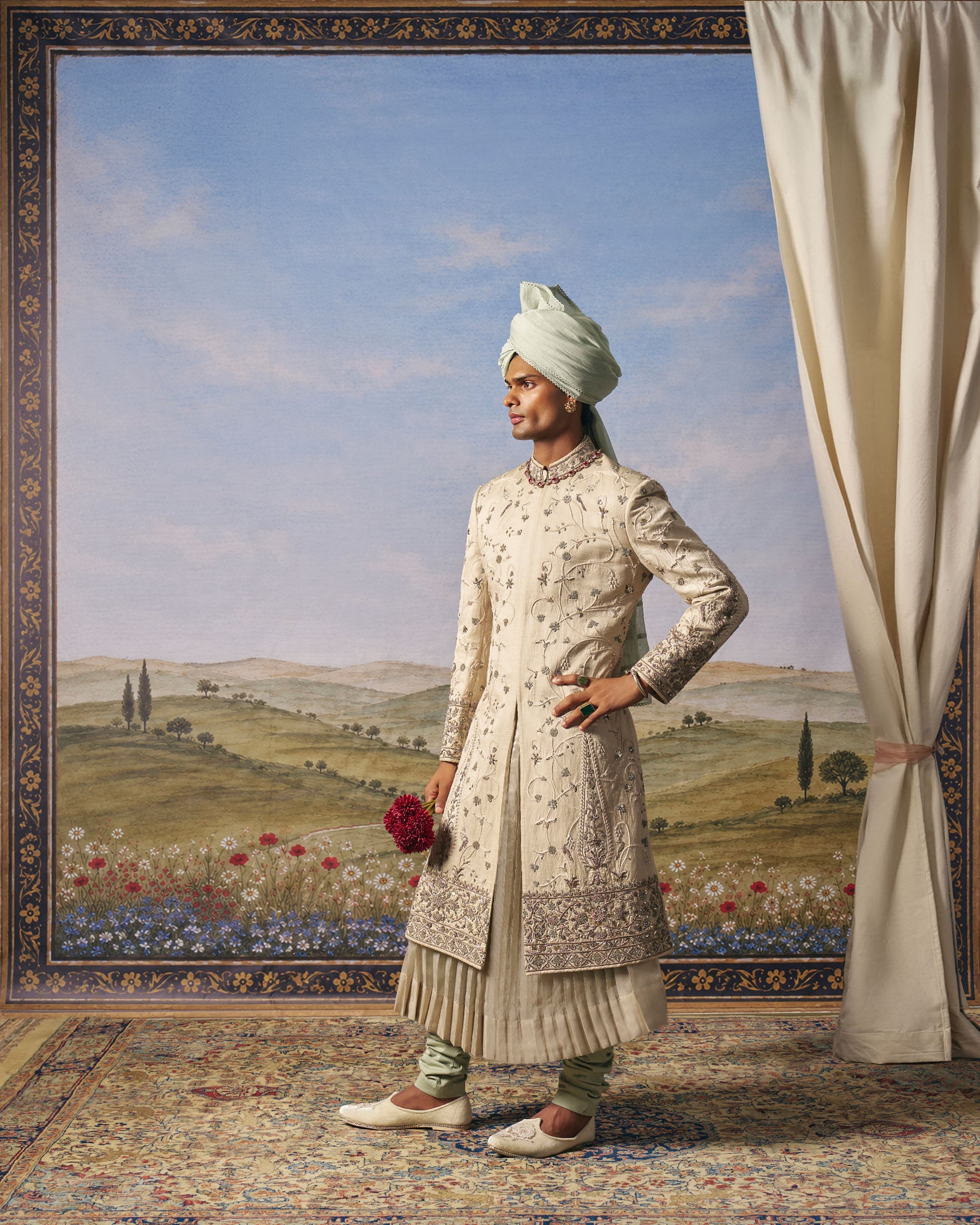 Light Grey Taj Mahal Sherwani
