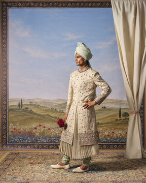 Light Grey Taj Mahal Sherwani