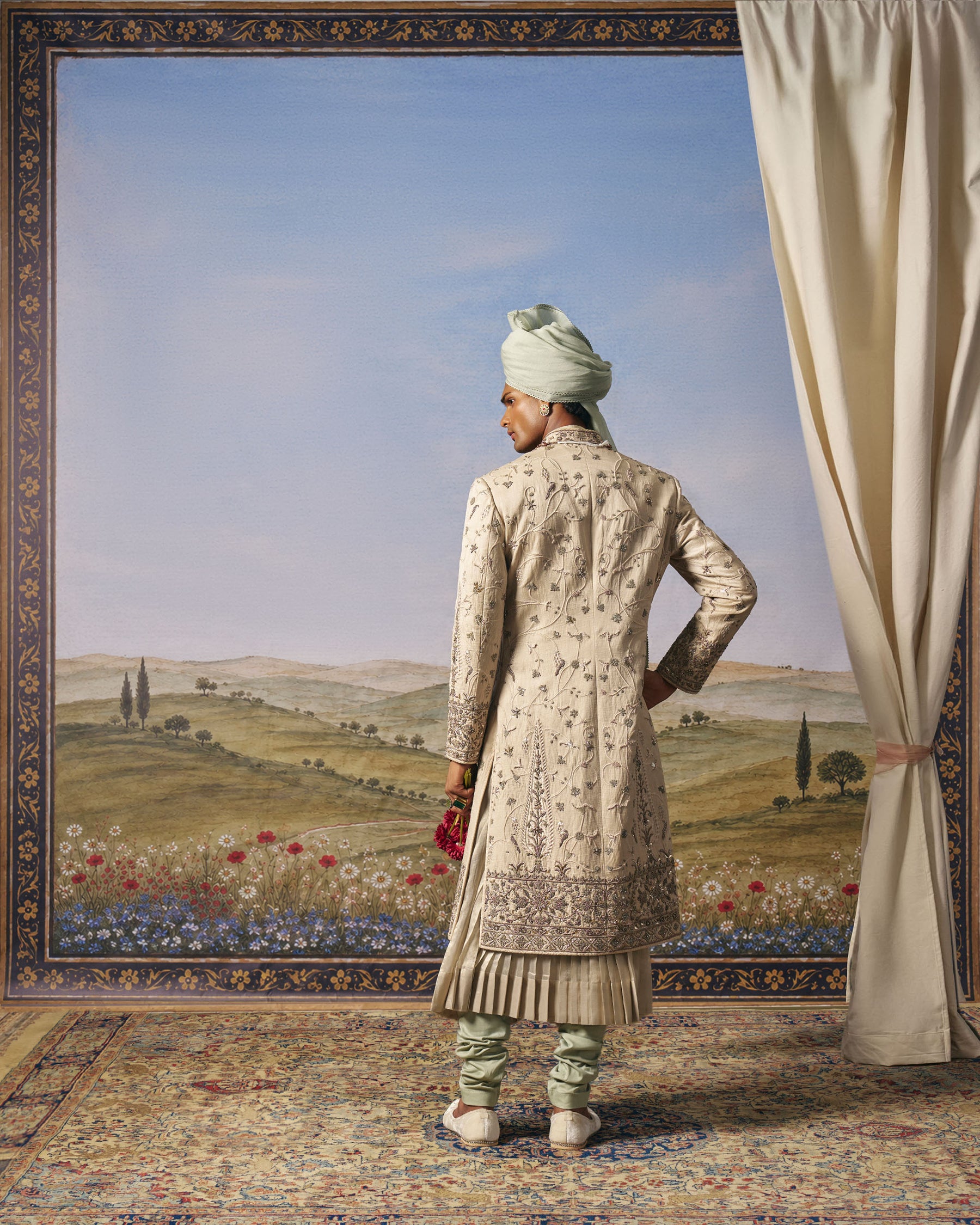 Light Grey Taj Mahal Sherwani