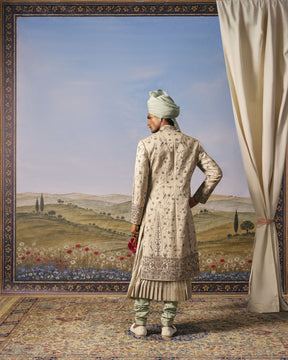 Light Grey Taj Mahal Sherwani