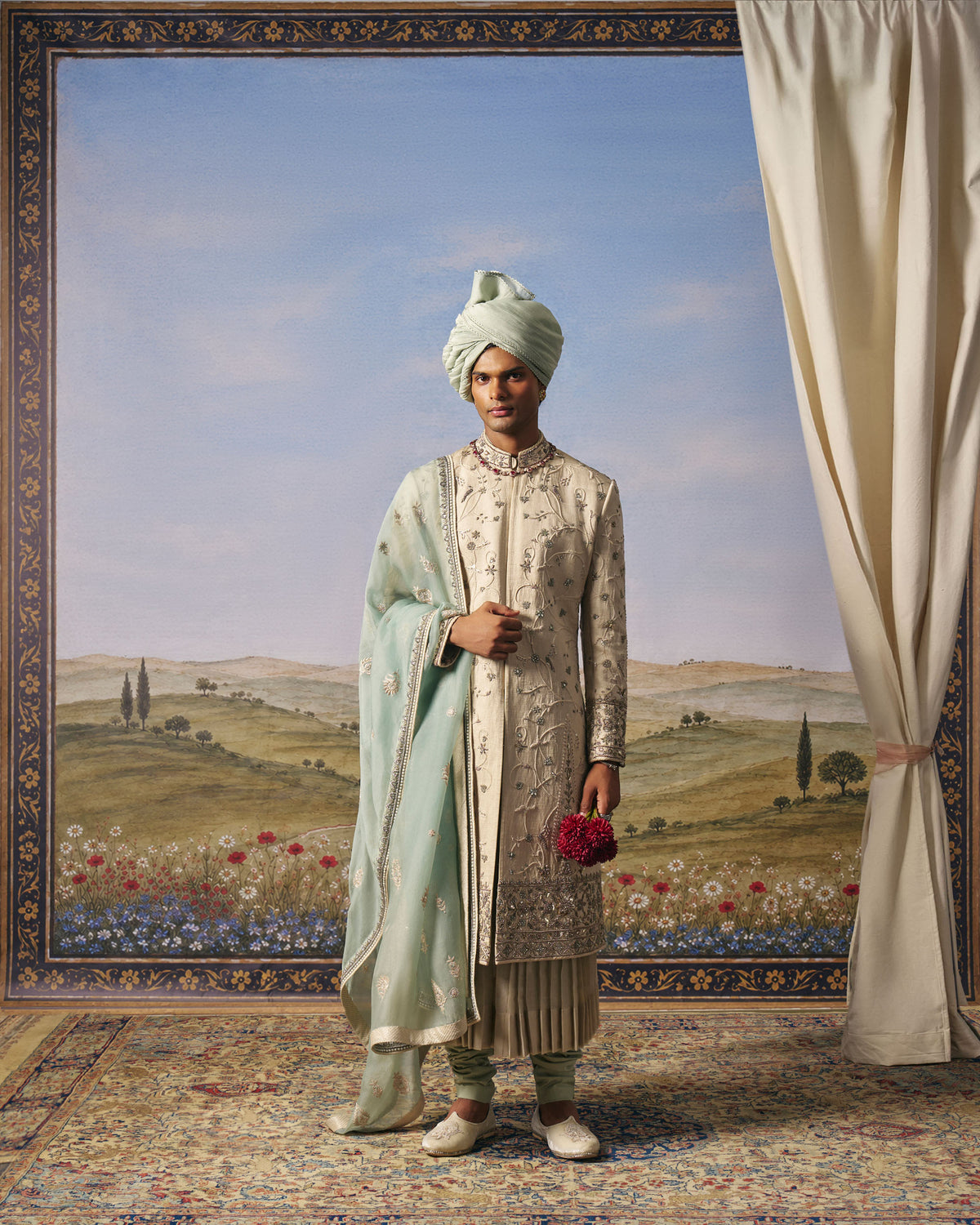 Light Grey Taj Mahal Sherwani