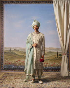 Light Grey Taj Mahal Sherwani
