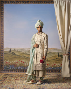 Light Grey Taj Mahal Sherwani