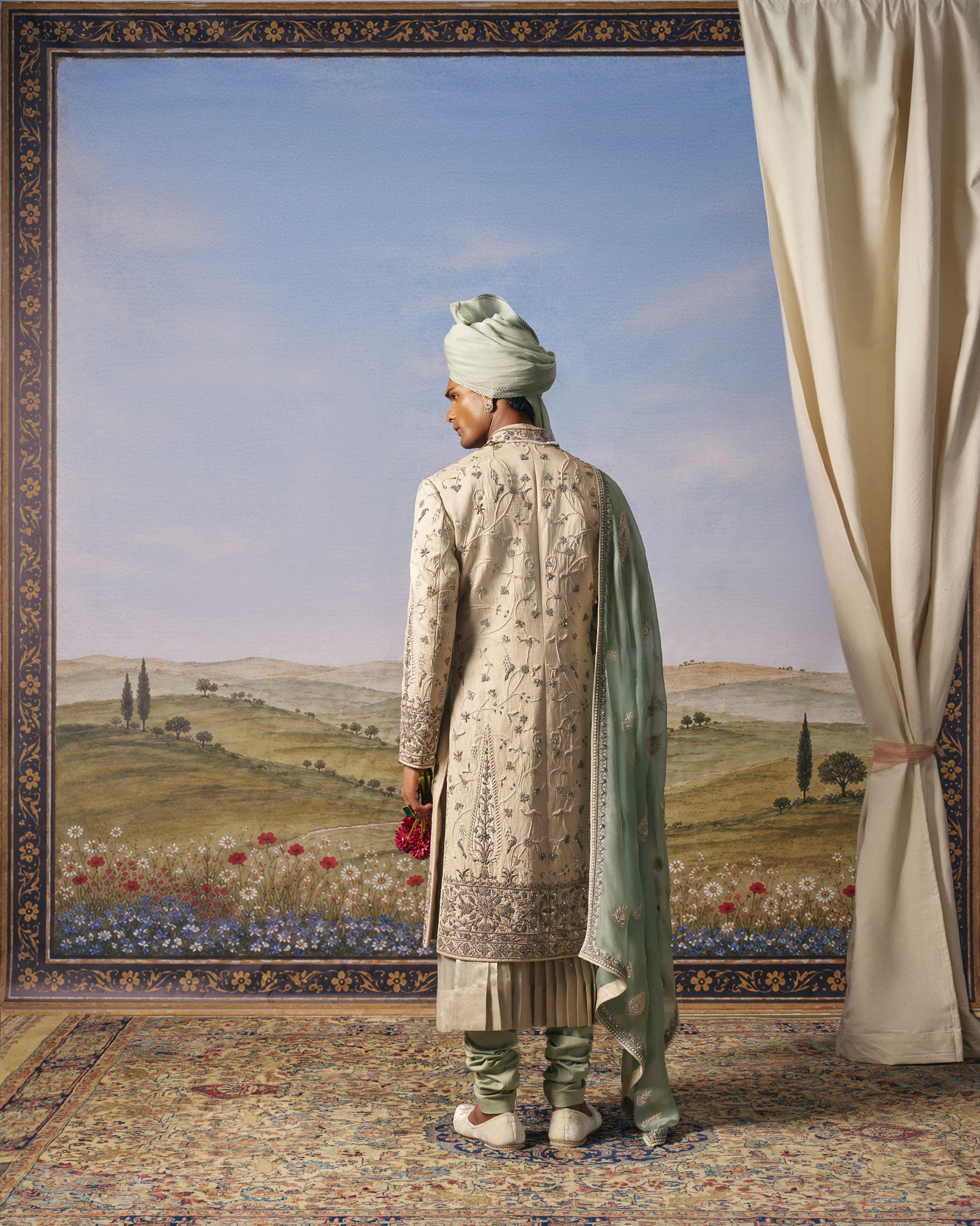 Light Grey Taj Mahal Sherwani