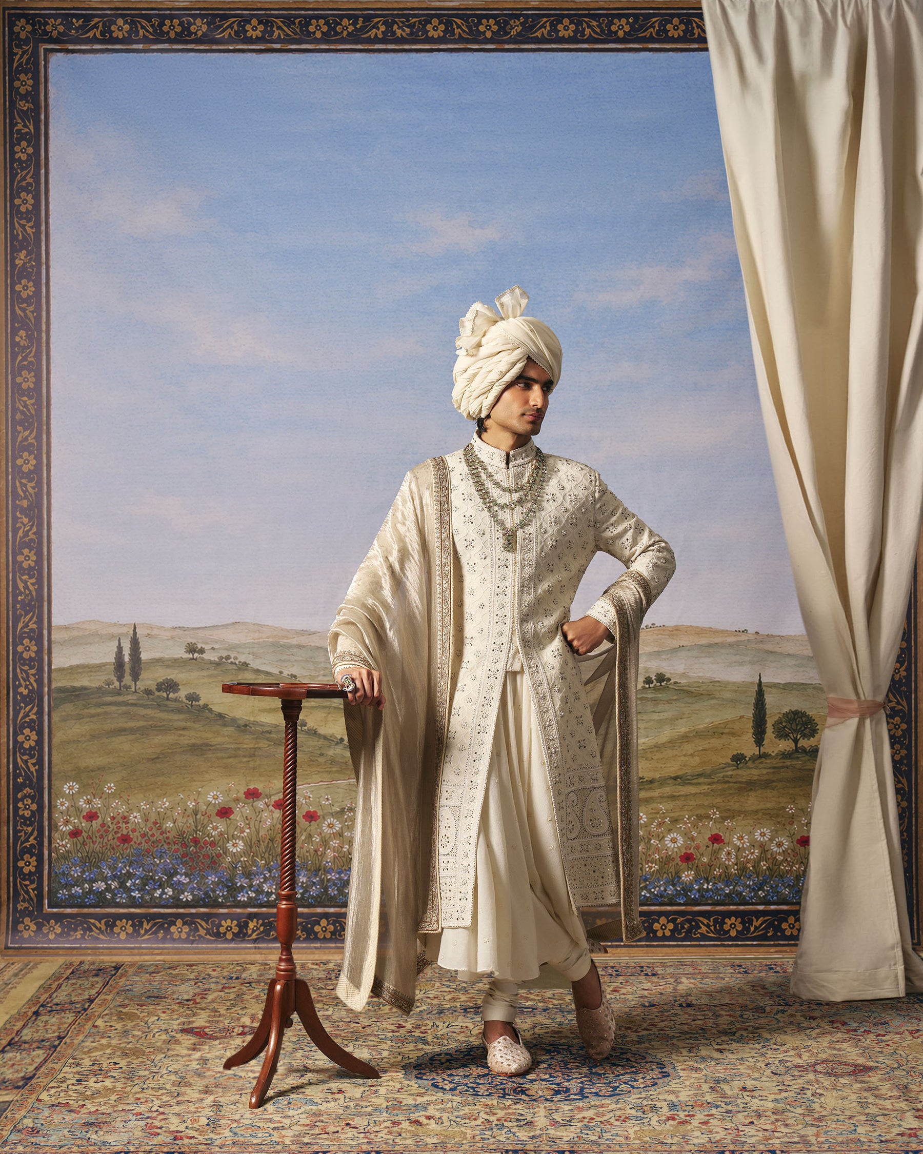 Ivory Chikankari Sherwani Set